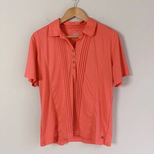Cracked Wheat Orange Pintuck Golf Polo Large
